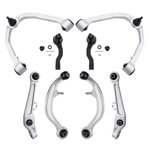 Image of Detroit Axle - RWD Front End Suspension Kit for 03-04 Infiniti G35 Nissan 350Z, Upper and Lower Control Arms Outer Tie Rod Ends Replacement - 8pc Set