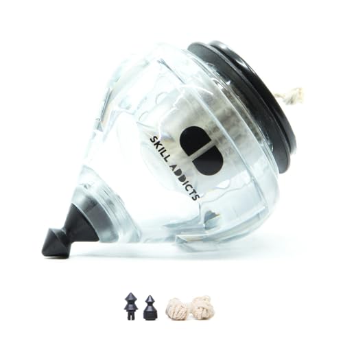 SA Fixed Spin Top - Transparente (Incluye Accesorios de peonza, aplicación para Aprender Trucos de Spintop, Trompo)