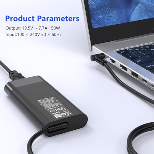 150W Laptop Charger Compatible with HP Zbook 15 16 17 15u 15v G3 G4 G5 G6 G7 G8 G9 ZBook Studio G4 G5 G7 G8 G9 Victus 15 OMEN by 15 17 Pavilion Gaming 15 17 TPN-CA1 TPN N N-DA09 - Afbeelding 5