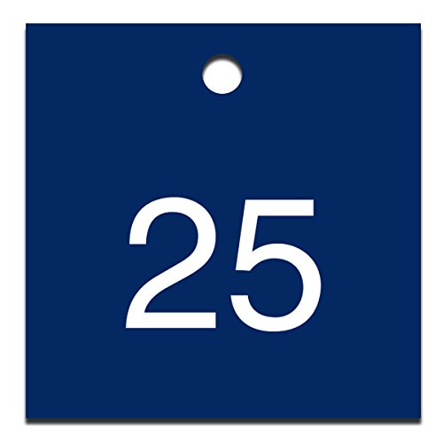 Tag gravé numéroté de 1 à 25 carré bleu Accuform en plastique 38x38 mm
