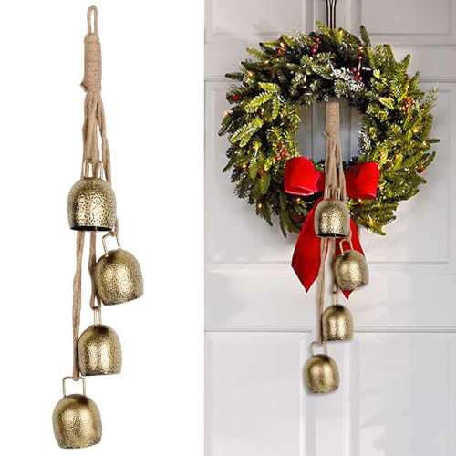 Cow Bell,Bells Ornament 2024,Christmas Bells for Decoration,Decorative Bells,Metal Tibetan Inspired Meditation Decorative Cow Bell with Jute Hanging Rope
