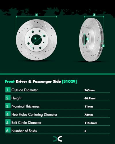 Image of SCITOO Front Disc Brake Rotors Kits 31029 Drilled & Slotted Brakes Rotor