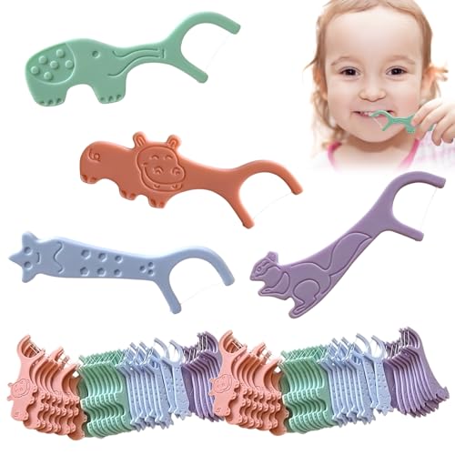 Simsky 80 unidades de palitos dentales infantiles para espacios interdentales estrechos con mango adecuado para niños