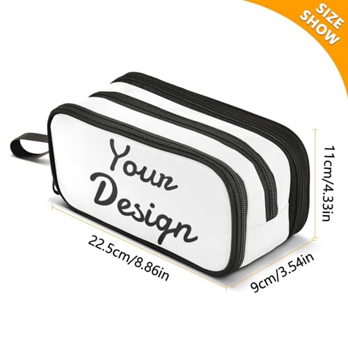 Image of Pencil Case Large Pen Bag with Zipper Custom Design | 3-Compartment Aesthetic Pencil Pouch Stationery Storage and Organizer, Marker Case School Supplies for Teen Adult Girls Boys