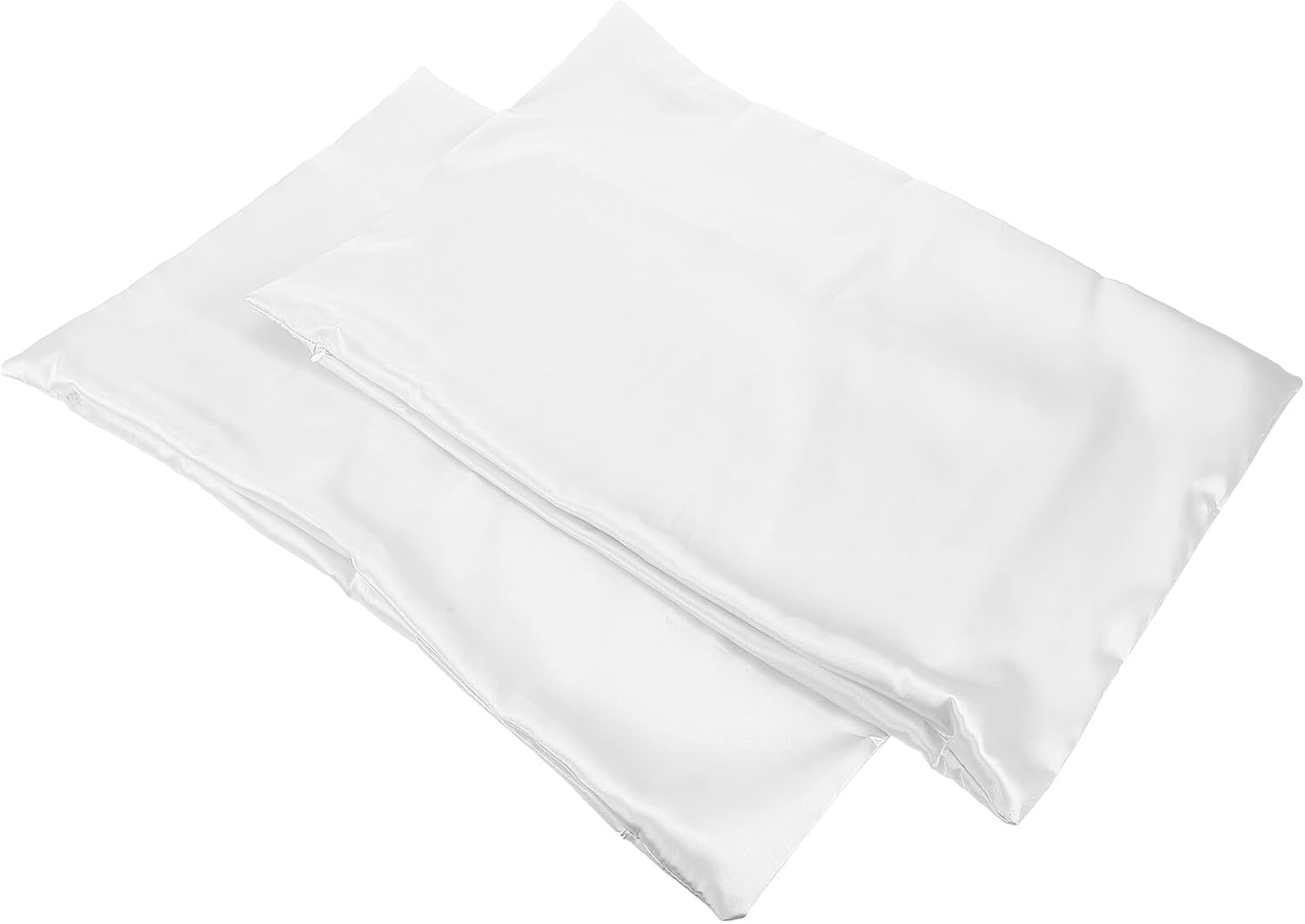 2pcs Kids Pillowcase White Faux Silk Zip Covers for Travel Home