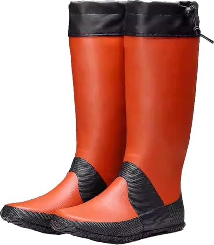 WXF86djl Bajo el Agua Botas de Pesca for Hombres y Mujeres, Botas de Pesca hasta la Cadera, Botas Ligeras, Plegables y Suaves for riego y Caza de césped(Rosso,4 UK)
