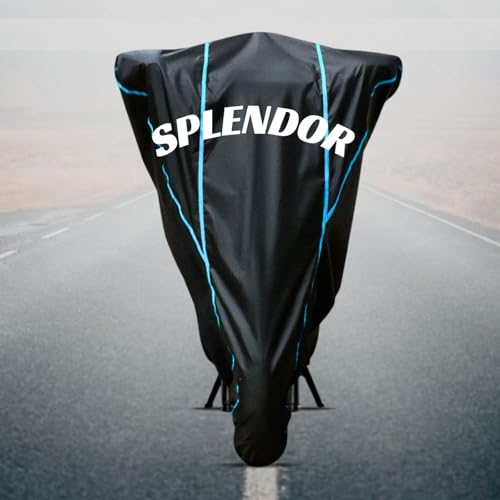Image of Motorcycle Bike Body Cover for Outdoor Use - Heavy Fabric Water Resistant Two Wheeler Cover with UV, Dust & Rain Protection Compatible for Splendor Plus