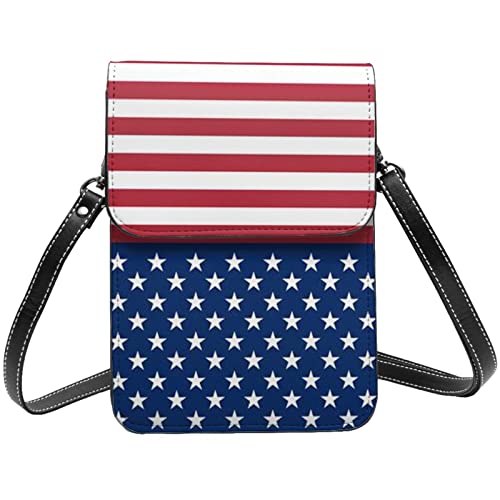 Sac à bandoulière pour téléphone portable cadeau idéal fille motif étoiles américain noir