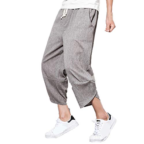 Preisvergleich Produktbild SSUPLYMY Herren Leinenhose Baumwollleinen Einfarbig Bequeme Hose Herren Strandhose Sommer atmungsaktiv Coole Hose Beam Foot Harlan Plissee Hose Baggy Weiten Hosen Mode Bequeme Hose