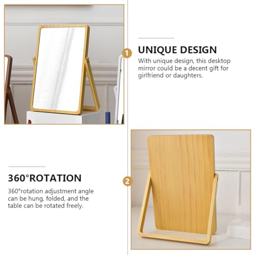 Miroir de Maquillage en Bois Pliable pour Table de Chambre