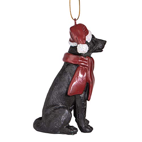 Design Toscano Schwarzer Labrador Retriever Hund Weihnachtsbaumornament Weihnachtsdekoration, Polyresin, Vollfarbe, 8 cm