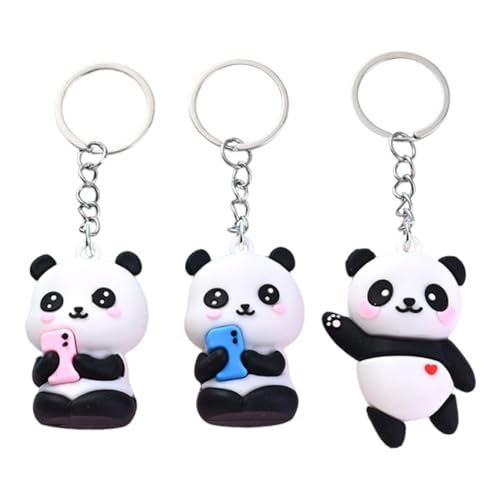 Porta-chaves panda 3 peças, porta-chaves bonitos de animais, porta-chaves de presente, porta-chaves infantis, Em preto e branco, Tamanho único, moderno
