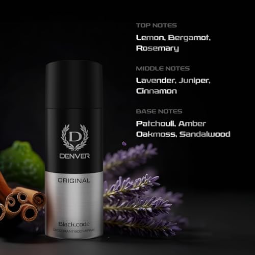 Image of Denver Black Code 150 ML & Verve 200 ML Deodorant For Men, Pack of 2 | Long lasting Deodorant