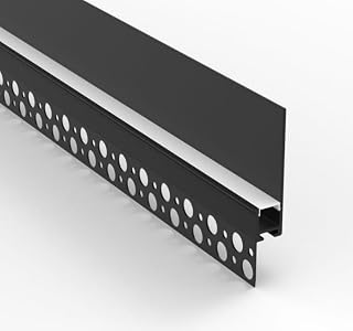 Besseto Plaster in LED Channel,4 x 2m Black Drywall LED Strip Light Channel,Trimless Recessed Baseboard LED Aluminum Profile for 1/2 inch Thick Drywall Plaster Gypsum