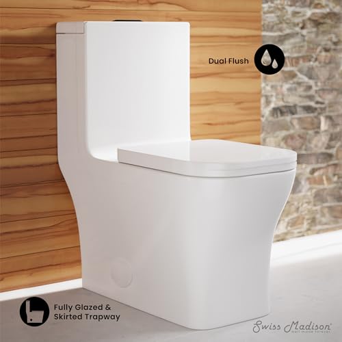Image of Concorde One Piece Square Toilet Dual Flush, Black Hardware 1.1 /1.6 gpf