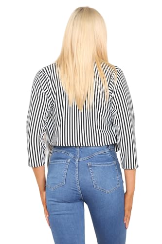 Grunge Wear® Women's 3/4 Sleeve Vertical Stripes Print Open Front Blazer Coat Top Plus Size S-3XL4