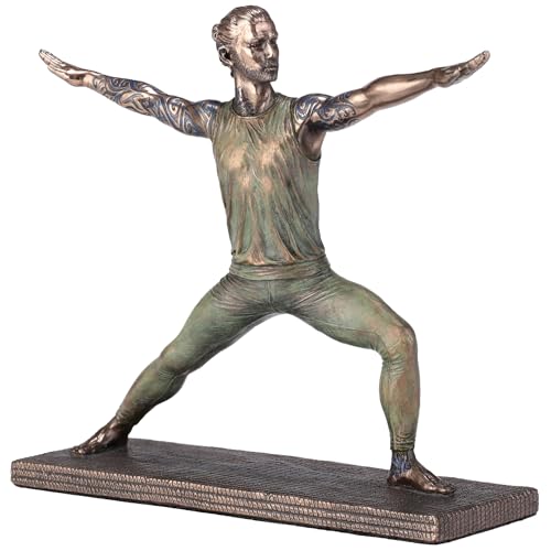 Estatua de bronce y resina pose guerrero yoga 6.75 pulg
