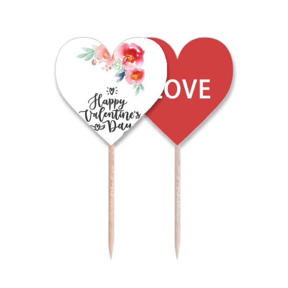 Cure-dents de Saint-Valentin drapeau cœur et décoration de cupcake pour buffet de fête