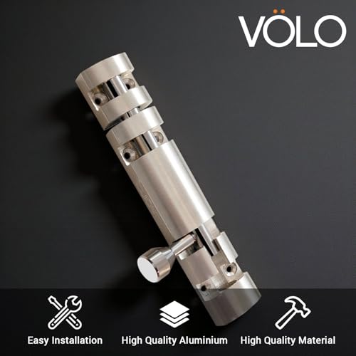 Image of VOLO Aluminium Tower Bolt with Stainless Steel Rod - Heavy Duty Door & Window Latch for Home and Office | Main Door Tower Bolt | Kundi /Chitakini | Pack of 2 Pieces (Silver, 4 Inch)
