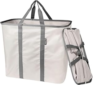 CleverMade Faltbarer Wäschekorb 2er-Pack Creme/Anthrazit