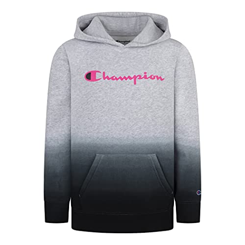 Kids Clothes Sweatshirts Champion Girls Youth Heritage Fleece Pull On Hoody Sweatshirt with Hood (Large, Oxford Heather/Black/Dip Dye)