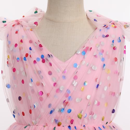 Image of IMEKIS Toddler Kids Girls Butterfly Dress Sparkle Sequins Tulle Wedding Formal Birthday Dresses 2-10T