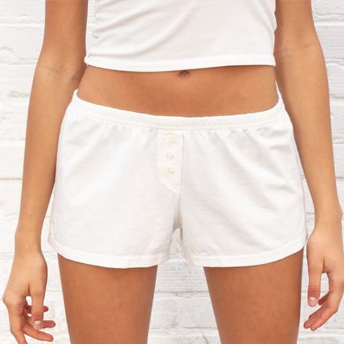Image of Womens Y2K Pajama Shorts Low Waist Striped Floral Lounge Boxers Pj Bottoms Comfy Sleep Shorts