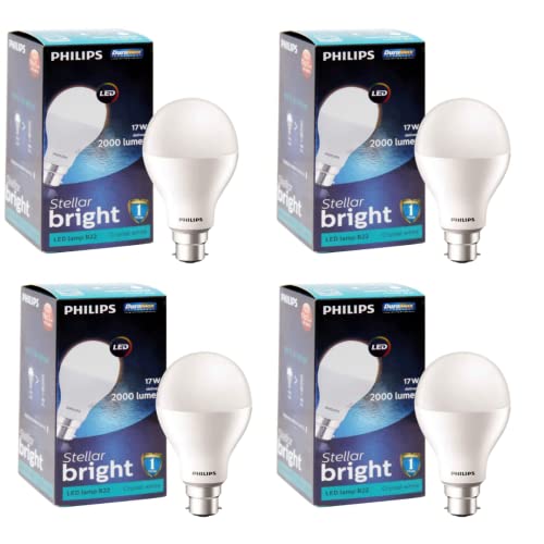 Image of PHILIPS Base B22 17-Watt LED Bulb (Crystal White, Cool Day Light) - Pack of 4