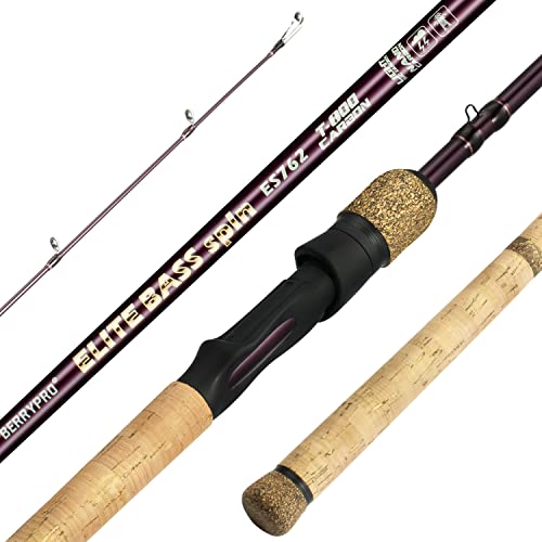 BERRYPRO Spinning Rod Lightweight Sensitive Baitcasting Rod 30 Ton Full Carbon Tournament Performance Casting Fishing Rod (6'-Spinning-MH-2pc)