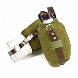 Genuine Romanian Army Canteen with Cup and Felt Cover Vintage Waterbottle Hiking Bushcraft Retro Fla