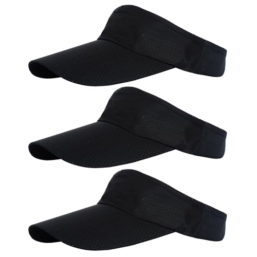 choyaxo 3pcs Sun Visor Hats UV Protection Beach Hats Golf Caps for Men Women Summer Beach Pool Sports Golf Black