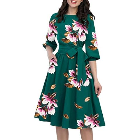 Overdose Vestido Elegante para Mujer una línea Vestido de Fiesta de Noche Club de cócteles con Ropa Formal Vintage Invierno Primavera Nuevas Flores Estampadas Cintura Alta Cover