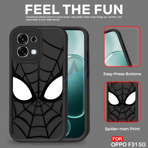 Image of AESTMO Back Case Cover for Oppo F31 / F33 5G Cover | Spidey Face Mask Design | Silicone Case | Full Body Protection | Camera Protection Back Cover for Oppo F31 / F33 5G (Black)