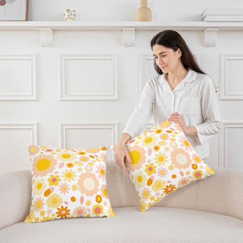 Housse de coussin 55x55 fleur jaune au design exotique unique