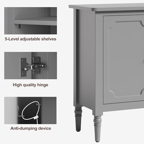 Image of FansaFurn 58'' Large Sideboard Buffet Cabinet with 4 Doors, Modern Credenza Buffet Table for Coffee Bar, Storage Cabinet for Dining Room Living Room, Grey