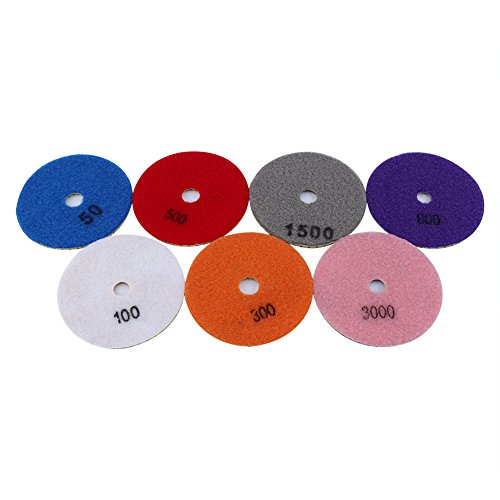 Kit de almofadas de polimento de diamante, 7pcs 100mm disco de almofadas de polimento de diamante mo