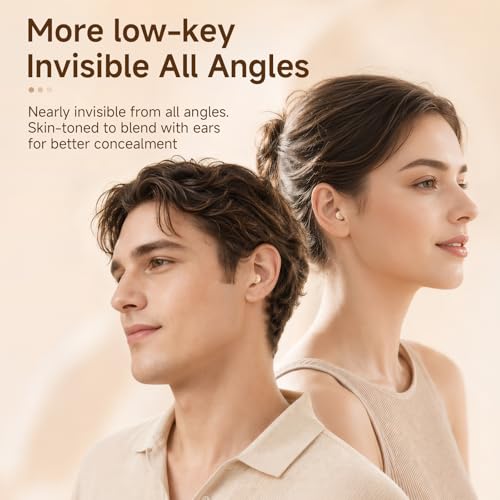Image of Discreet Invisible Mini Earbuds Wireless Bluetooth Micro Hidden Sleep Tiny Small Earbuds for Sleeping Ear Buds for Small Ears Spy Earpiece Hidden Mini Invisible Headphones for Work Orange