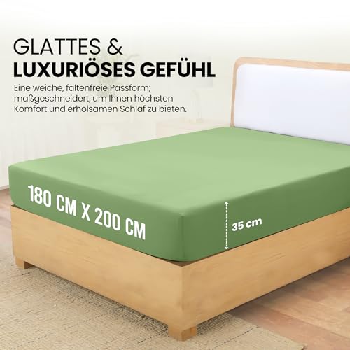 Utopia Bedding - Spannbettlaken 180x200cm - Summer Green - Grün - Oeko-Tex Zertifiziertes Gebürstete Polyester-Mikrofaser Spannbetttuch - 35 cm Tiefe Tasche