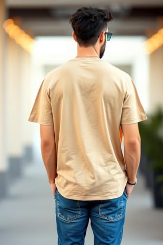 Image of URGEAR Men's Oversized Casual Stylished Printed Cotton Blended Round Neck T-Shirt
