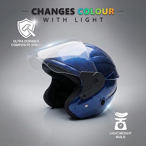 Image of Cortex TRIGER Half Face Helmet Glossy Finish with Scratch Resistant Polycarbonate Visor, Hard ABS Shell Helmet for Men and Women | Clear Visor, Lightweight
