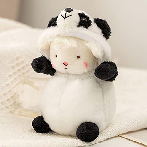 SHICOC Small Panda Stuffed Animal, 8 Inch Mini Sheep Plush Toy with Black Clothing, Soft Lamb Superior Softness, Playtime & Naptime Companion, Huggable Cute for Kids Toddler,