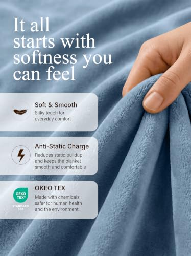 Image of Utopia Bedding Soft Fleece Bed Blanket Throw Size Stone Blue (50x60 Inch)