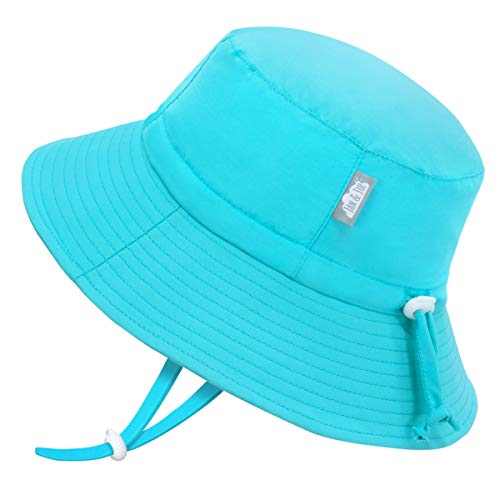 JAN & JUL Toddler Sun-Hat with UV Protection Girl, Adjustable Size (M: 6-24 Months, Teal)