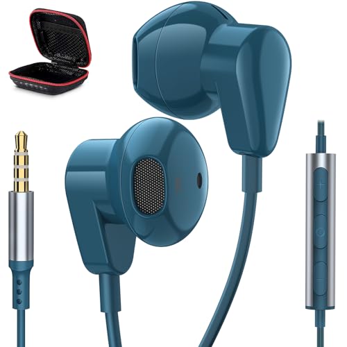 3.5mm Wired Earphones for Chromebook Laptop PC, In-Ear Headphones Wired Earbuds Noise Isolating Headset with Mic 3.5 mm Earbud for iPhone SE/6/5S for Samsung A15 A05s A25 A05 A14 A13 Redmi A3 Note 14