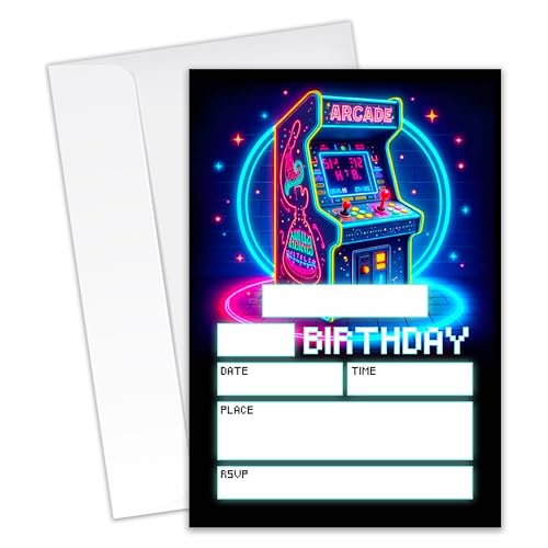 XZMBQ Arcade Birthday Party Invitations - 20 Invitation Cards 4