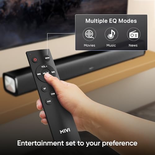 Image of Mivi Nex 70 [New Launch] Wireless Bluetooth Soundbar, 70W Soundbar, 2,2 Channel Nex PowerStage Technology, Bluetooth v5.1, Signature Sound, Deep Bass, AUX USB Coaxial Inputs