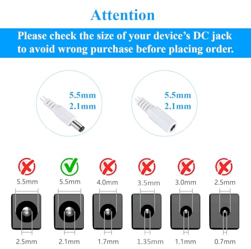 Security-01 2-Pack 1m DC Power Verlängerungskabel, Stecker 5.5mm x 2.1mm, unterstützt DC 5V 6V 9V 12V 24V, für Sicherheitskameras, DVR, Router, Drucker, LED Strip, Weiß