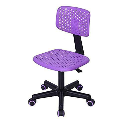 FurnitureR Kids Low-Back Adjustable Computer Seat Office Desk Task Swivel Armless Children Study Chair, Purple