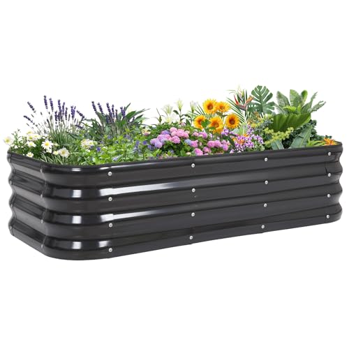 INNO STAGE Verstellbares Hochbeet, 152 cm, Metall-Pflanzkästen für den Außenbereich, für den Anbau von Gemüse, Kräutern, Blumen, Stahlpflanzen, Hochbeet, (Grau, 3FTX3FTX1FT 1pack)