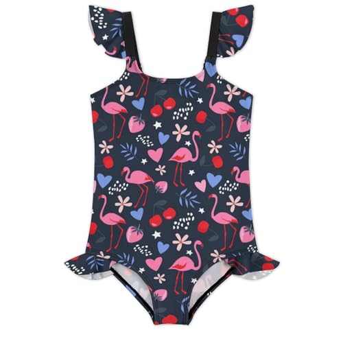 Girls One Piece Swimsuit USA Patriotic Whales Fish Ruffles Swimwear Bathing Suits 3-12 Years